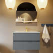 Mondiaz VICA-DLUX ensemble de meuble de salle de bain - 80cm - meuble sous lavabo plata - 2 tiroirs - lavabo encastré cloud milieu - 1 trou de robinet - miroir modèle spot - version XL 60cm haut - ostra SW1098409