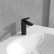 Villeroy & Boch Antao ensemble de robinet à une poignée - avec bonde clic clac - noir mat SW974159