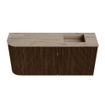 Mondiaz JOYA-DLUX 91.6cm toiletmeubel - ronding links kleur Walnut - Wastafel FAYE positie Rechts 1 kraangat kleur Arena. SW1424367