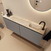 MONDIAZ TURE-DLUX Meuble WC 120 cm Smoke. EDEN lavabo Frappe position droite. Avec 1 trou de robinet. SW1103114