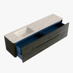 Mondiaz CIRO-DLUX Ensemble de meubles de salle de bains - 190x45x50cm - Vasque Solid Surface Meli - 1 bassin à gauche - sans trous de robinet - 4 tiroirs - Shadow SW1532556