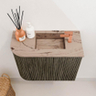 Mondiaz JOYA-DLUX Meuble de salle de bains 51,6cm - arrondi gauche couleur Shadow - Vasque FAYE position Droite 1 trou de robinet couleur Arena SW1424823