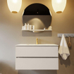 Mondiaz VICA-DLUX ensemble de meuble de salle de bain - 90cm - meuble sous-vasque lin - 2 tiroirs - lavabo encastrée nuage milieu - 1 trou de robinet - version haute de 60cm - opalo SW1087915