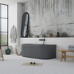 Ideavit Archtec Baignoire semi-îlot 170x80x63cm - Rock Texture - avec trop-plein - bonde clic clac - pieds réglables - gris SW1220456