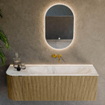 Mondiaz KURVE-DLUX Ensemble de meuble de salle de bains - 135x46x40cm - 1 tiroir - 1 porte - lavabo solid surface - droit - sans trou de robinet - Dusk SW1414904