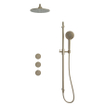 Fortifura Nebbio Ensemble de douche pluie - robinet encastré - corps encastré - barre coulissante - flexible de douche lisse - douchette ronde - bras mural 35cm - pomme de douche ronde - laiton brossé PVD (or) SW1237511