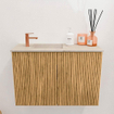 Mondiaz JOYA-DLUX 60cm toiletmeubel - kleur Oak - Wastafel FAYE positie Links 1 kraangat kleur Frappe. SW1421885
