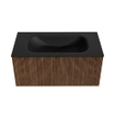 MONDIAZ KURVE 90cm Meuble salle de bain - couleur Walnut - 1 tiroir - vasque BIG SMALL centre - 1 trou de robinet - Urban SW1138505