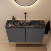 MONDIAZ TURE-DLUX Meuble toilette - 80cm - Dark Grey - EDEN - vasque Lava - position centrale - sans trou de robinet SW1103746