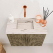 Mondiaz JOYA-DLUX 50cm toiletmeubel - kleur Dusk - Wastafel FAYE positie Links Zonder kraangat kleur Nata. SW1425884
