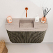 Mondiaz JOYA-DLUX 63.2cm toiletmeubel - ronding links en rechts kleur Shadow - Wastafel FAYE positie Midden Zonder kraangat kleur Saba. SW1425161