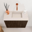 Mondiaz JOYA-DLUX 50cm toiletmeubel - kleur Walnut - Wastafel FAYE positie Rechts Zonder kraangat kleur Meli. SW1424385