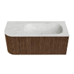 MONDIAZ KURVE-DLUX 105cm Meuble salle de bain avec module 25 G - couleur Walnut - 1 tiroir - 1 porte - vasque BIG SMALL droite - sans trou de robinet - couleur Opalo SW1137641