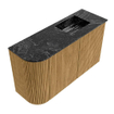 Mondiaz JOYA-DLUX Meuble de toilette 71.6cm - arrondi gauche couleur Chêne - Vasque FAYE position Droite Sans trou de robinet couleur Lava SW1422073