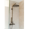 Fortifura Calvi Ensemble de douche pluie - thermostatique - douche principale de 25 cm - flexible en métal - douchette à main - Gunmetal PVD brossé SW1204408