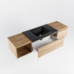 MONDIAZ BUKLA meuble de salle de bains 160 cm avec module ouvert 40 gauche couleur Washed Oak avec 2 tiroirs. Lavabo CLOUD central 1 trou de robinet couleur Urban. SW1382099