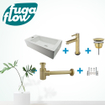 FugaFlow Eccelente Sobrado Ensemble lave-mains de salle de bains - gauche - 1 trou de robinet - robinet de lave-mains laiton brossé - blanc SW1124022