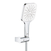 GROHE Rainshower SmartActive 130 Cube Ensemble douchette - 3 types de jet - carré - avec support - réglable - flexible lisse - 150cm - chrome/moon white SW472268