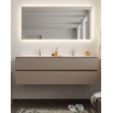ENSEMBLE DE MEUBLE MONDIAZ VICA - 150cm - 2 tiroirs - lavabo Cloud double - 2 trous de robinet - solid surface smoke SW411363