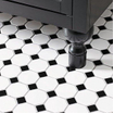 La Mosaic Factory Paris carreau mosaïque - 29,5x29,5cm - carrelage mural et de sol - Octogonal - Porcelaine Blanc et Noir mat/brillant SW75349