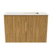 Mondiaz JOYA-DLUX 60cm toiletmeubel - kleur Oak - Wastafel FAYE positie Rechts Zonder kraangat kleur Meli. SW1423947