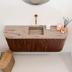 Mondiaz JOYA-DLUX 93.2cm toiletmeubel - ronding links en rechts kleur Ruby - Wastafel FAYE positie Midden Zonder kraangat kleur Arena. SW1425320