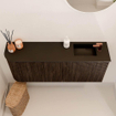 Mondiaz JOYA 101.6cm toiletmeubel - ronding links kleur Walnut - Wastafel FAYE positie Rechts 1 kraangat kleur Urban. SW1421429