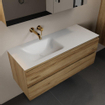 Mondiaz AIVY Ensemble de meuble - 120x45x50cm - 0 trous de robinet - 1 vasque talc Solid surface - Gauche - 2 tiroirs - avec armoire de toilette - Melamine Chai SW892321