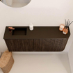 Mondiaz JOYA 101.6cm meuble de salle de bains - arrondi droit couleur Noyer - Vasque FAYE position Gauche 1 trou de robinet couleur Urban. SW1421412