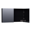 BRAUER Plain Spiegelkast - 120x70x15cm - 2 links/rechtsdraaiende spiegeldeuren - MDF - mat zwart SW393082