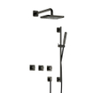 Hotbath Gal IBSGL70 Ensemble de douche thermostatique encastré - 2 robinets d'arrêt - bras mural 35 cm - douche de tête carrée 22 cm - douchette stick - barre de douche - gun metal brossé PVD SW656434