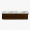 Mondiaz CIRO-DLUX Badkamermeubelset - 190x45x50cm - Solid surface wastafel Opalo - 2 wasbak Dubbel - zonder kraangaten - 4 lades - Walnut SW1530352