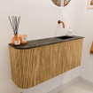 Mondiaz JOYA-DLUX 91.6cm toiletmeubel - ronding links kleur Oak - Wastafel FAYE positie Rechts Zonder kraangat kleur Lava. SW1422088
