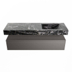 Mondiaz ALAN-DLUX Ensemble de meuble - 150cm - meuble Dark grey mat - 1 tiroir - Lavabo Cloud Lava suspendu - vasque Droite - 1 trou de robinet SW808054