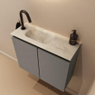 MONDIAZ TURE-DLUX Meuble toilette - 60cm - Smoke - EDEN - vasque Ostra - position gauche - 1 trou de robinet SW1105132