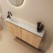 MONDIAZ TURE-DLUX meuble de toilettes 100cm Washed Oak. EDEN lavabo Opalo position gauche. Avec 1 trou de robinet. SW1104652