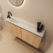 MONDIAZ TURE-DLUX Meuble toilette - 100cm - Washed Oak - EDEN - vasque Opalo - position gauche - 1 trou de robinet SW1104652