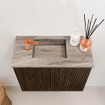 Mondiaz JOYA-DLUX 50cm toiletmeubel - kleur Walnut - Wastafel FAYE positie Links 1 kraangat kleur Oza. SW1424548
