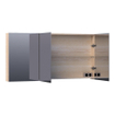 BRAUER Plain Spiegelkast - 140x70x15cm - 3 links- en rechtsdraaiende spiegeldeuren hout - white oak SW393043