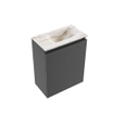MONDIAZ TURE-DLUX Meuble de toilettes 40 cm Dark Grey. EDEN lavabo Frappe position à droite. Sans trou de robinet. SW1102760