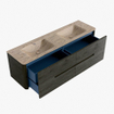 Mondiaz CIRO-DLUX Meuble de salle de bains - 160x45x50cm - Plan vasque solid surface Arena - 2 bacs Double - sans trous de robinetterie - 4 tiroirs - Shadow SW1532369