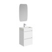 Xellanz mini ensemble de meubles de salle de bain 45x72x35cm 2 tiroirs lavabo céramique blanc 1 trou de robinetterie miroir blanc brillant SW916914
