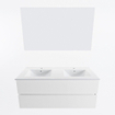 Mondiaz VICA ensemble de meuble de salle de bain - 120cm - meuble sous-vasque talc - 2 tiroirs - lavabo denia double - 2 trous de robinet - couleur Blanc Brillant - miroir LED - version XL 60cm de haut SW1091927