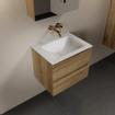 Mondiaz AIVY Ensemble de meuble - 60x45x50cm - 0 trous de robinet - 1 vasque talc Solid surface - Centre - 2 tiroirs - avec armoire de toilette - Melamine Chai SW892361
