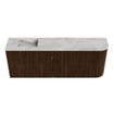 Mondiaz JOYA-DLUX 111.6cm toiletmeubel - ronding rechts kleur Walnut - Wastafel FAYE positie Links Zonder kraangat kleur Glace. SW1422421