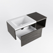 MONDIAZ BUKLA meuble de salle de bain 100cm avec module ouvert 40 couleur Marron Foncé avec 1 tiroir. Lavabo CLOUD à gauche 1 trou de robinet couleur Talc. SW1382057