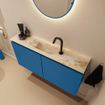 MONDIAZ TURE-DLUX Meuble toilette - 100cm - Jeans - EDEN - vasque Frappe - position centrale - 1 trou de robinet SW1102832