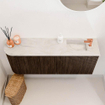 Mondiaz JOYA-DLUX 101.6cm toiletmeubel - ronding links kleur Walnut - Wastafel FAYE positie Rechts 1 kraangat kleur Ostra. SW1422680