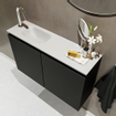 MONDIAZ TURE Kit lave-mains - 80x23x50cm - 1 trou de robinet - 2 portes - urban mat - Lavabo à gauche - Acrylique Blanc SW474924