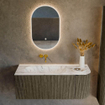 Mondiaz KURVE-DLUX Ensemble de meubles de salle de bains - 115x46x40cm - 1 tiroir - 1 porte - lavabo solid surface - gauche - sans trou de robinet - Shadow SW1414551